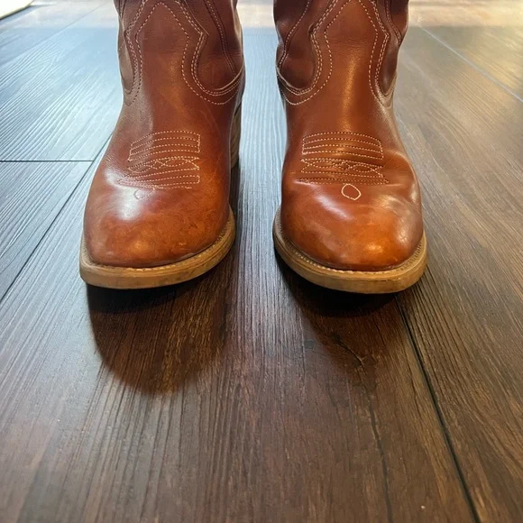 Landis Cognac Brown Country Western Leather Cowboy Boots Mens Sz 10 - Picture 7 of 16